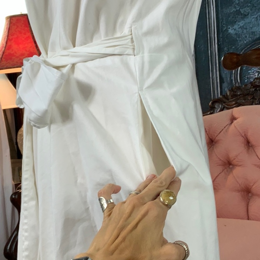 LRL Ralph Lauren White Summer classic wrap Dress with a ruffle V - Picture 8 of 14
